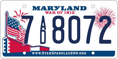 MD license plate 7AD8072