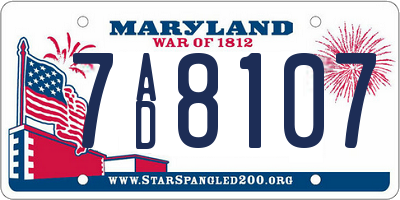 MD license plate 7AD8107