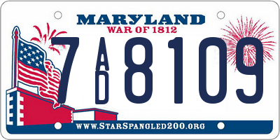 MD license plate 7AD8109