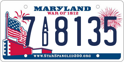 MD license plate 7AD8135