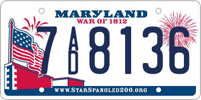 MD license plate 7AD8136
