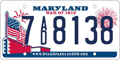 MD license plate 7AD8138