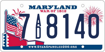MD license plate 7AD8140