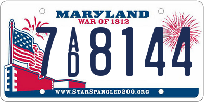 MD license plate 7AD8144