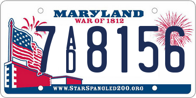 MD license plate 7AD8156