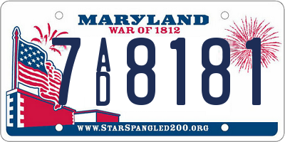 MD license plate 7AD8181