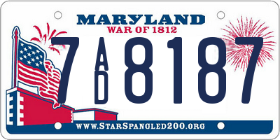 MD license plate 7AD8187
