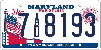 MD license plate 7AD8193