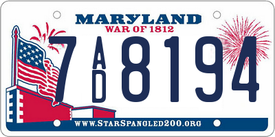 MD license plate 7AD8194
