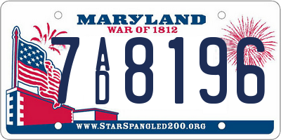 MD license plate 7AD8196