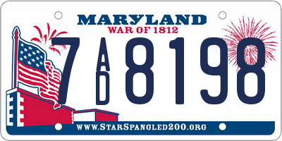 MD license plate 7AD8198