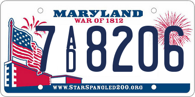 MD license plate 7AD8206