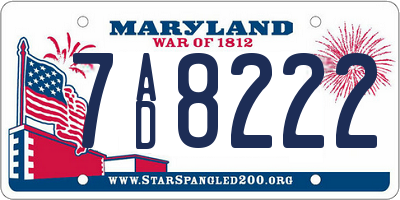 MD license plate 7AD8222