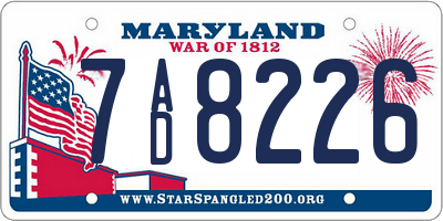 MD license plate 7AD8226