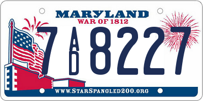 MD license plate 7AD8227