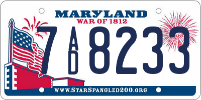 MD license plate 7AD8233