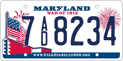 MD license plate 7AD8234