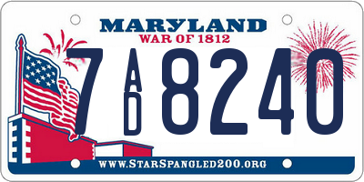 MD license plate 7AD8240