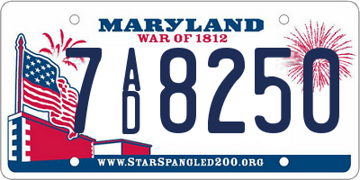 MD license plate 7AD8250