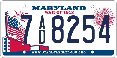 MD license plate 7AD8254