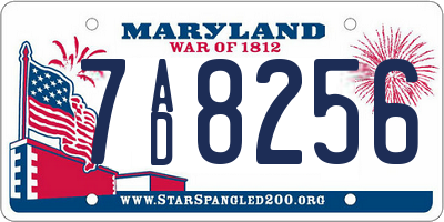 MD license plate 7AD8256