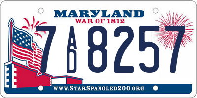 MD license plate 7AD8257