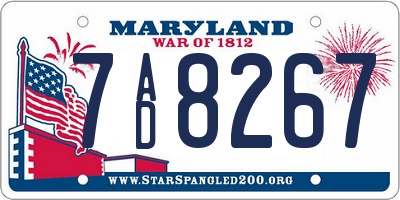 MD license plate 7AD8267