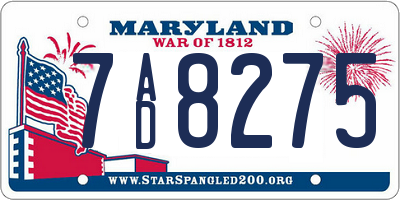 MD license plate 7AD8275