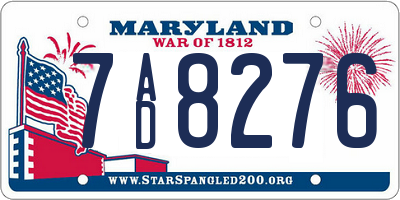 MD license plate 7AD8276