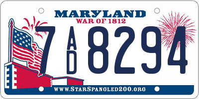 MD license plate 7AD8294