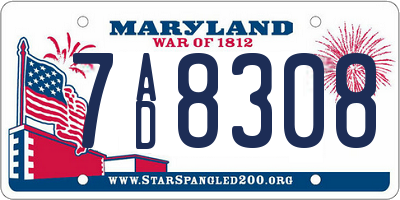 MD license plate 7AD8308