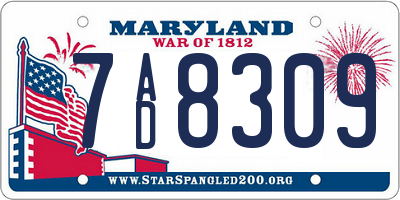 MD license plate 7AD8309