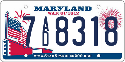 MD license plate 7AD8318