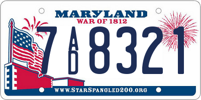 MD license plate 7AD8321