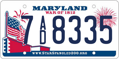 MD license plate 7AD8335