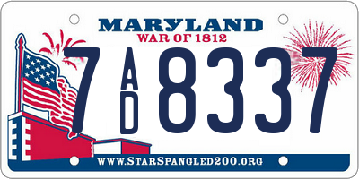 MD license plate 7AD8337
