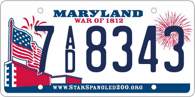 MD license plate 7AD8343