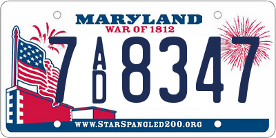 MD license plate 7AD8347