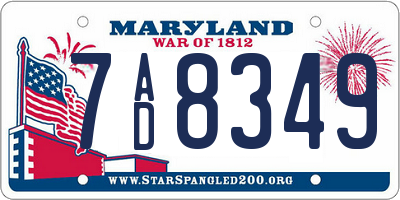 MD license plate 7AD8349