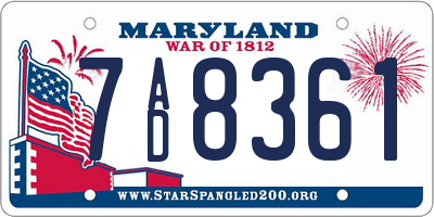 MD license plate 7AD8361