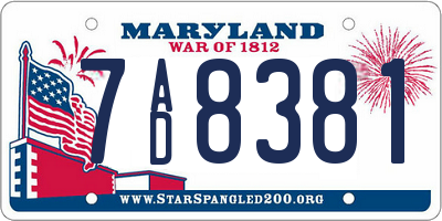 MD license plate 7AD8381