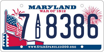MD license plate 7AD8386