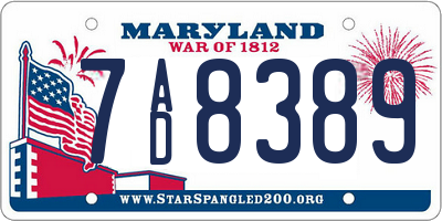 MD license plate 7AD8389