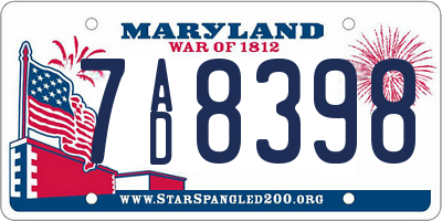 MD license plate 7AD8398