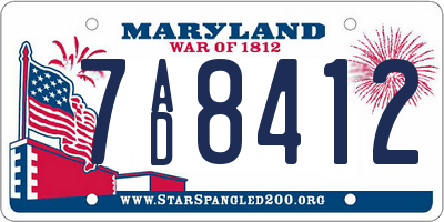 MD license plate 7AD8412