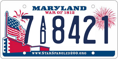 MD license plate 7AD8421