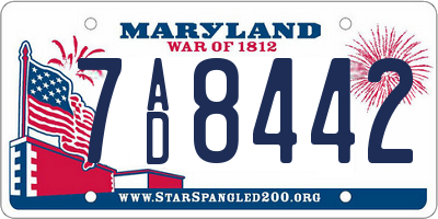 MD license plate 7AD8442