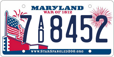 MD license plate 7AD8452
