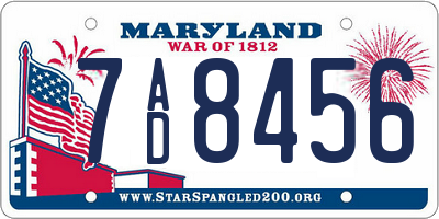 MD license plate 7AD8456