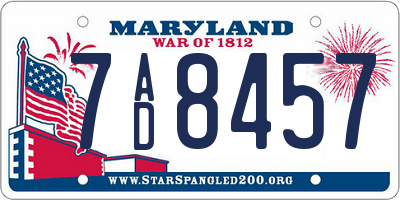 MD license plate 7AD8457